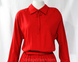 Size 10 Red 1950s Dress - Deadstock Marilyn Style 50s Jersey Knit Shirtdress with Original Belt - Rockabilly Chic Blouson Dress - Waist 28.5