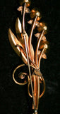 Deco Style 1940s Emerald Floral Bouquet Pin - Green & Gold Brooch - 40s Modernist Flowers - Van Dell Co - Gold Filled - WWII Era - 38472-1