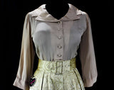 Size 4 Gold Party Dress - 1950s Vintage Vixen Hostess Cocktail - Taupe Crepe Bodice - Full Metallic Brocade Skirt - 50s Deadstock - Waist 25
