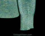 Size 8 Cashmere Sweater - Heathered Aqua Blue Luxury Knit with Beaded Swag Daisy Appliques - Sweet Glamour - 1960s Pullover Jumper - Bust 35