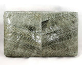 1980s Gray Snakeskin Handbag - 80s Envelope Purse - Beautiful Grey Snake Skin Zip Top Bag by Felipe - Elegant Chevron Design - 48227