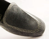Size 6.5 Gray Shoes - Retro Grey Suede 1970s Pumps with Faux Snake Trim - 70s Career Girl Style - 6 1/2 M - Hush Puppies Deadstock - 47714-1