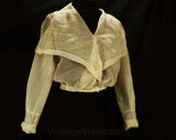 Antique 1910s Silk Blouse - Size 4 Sheer Silk Georgette Edwardian Shirt - Neutral Pneumonia Blouse - Beige Ecru Taupe - Waist 24.5 - 49021