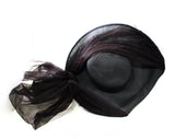 Dashing Black 1940s Hat with Asymmetric Silhouette - Fine Straw 40s Rare Millinery from I. Magnin - Post WWII Finery - Hollywood Provenance
