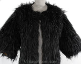 Small Bonnie Cashin 1960s Suede Jacket with Shaggy Reversible Lining - 60s Rare Design - Brown Black Gray Mod Designer Faux Fur - Bust 34.5