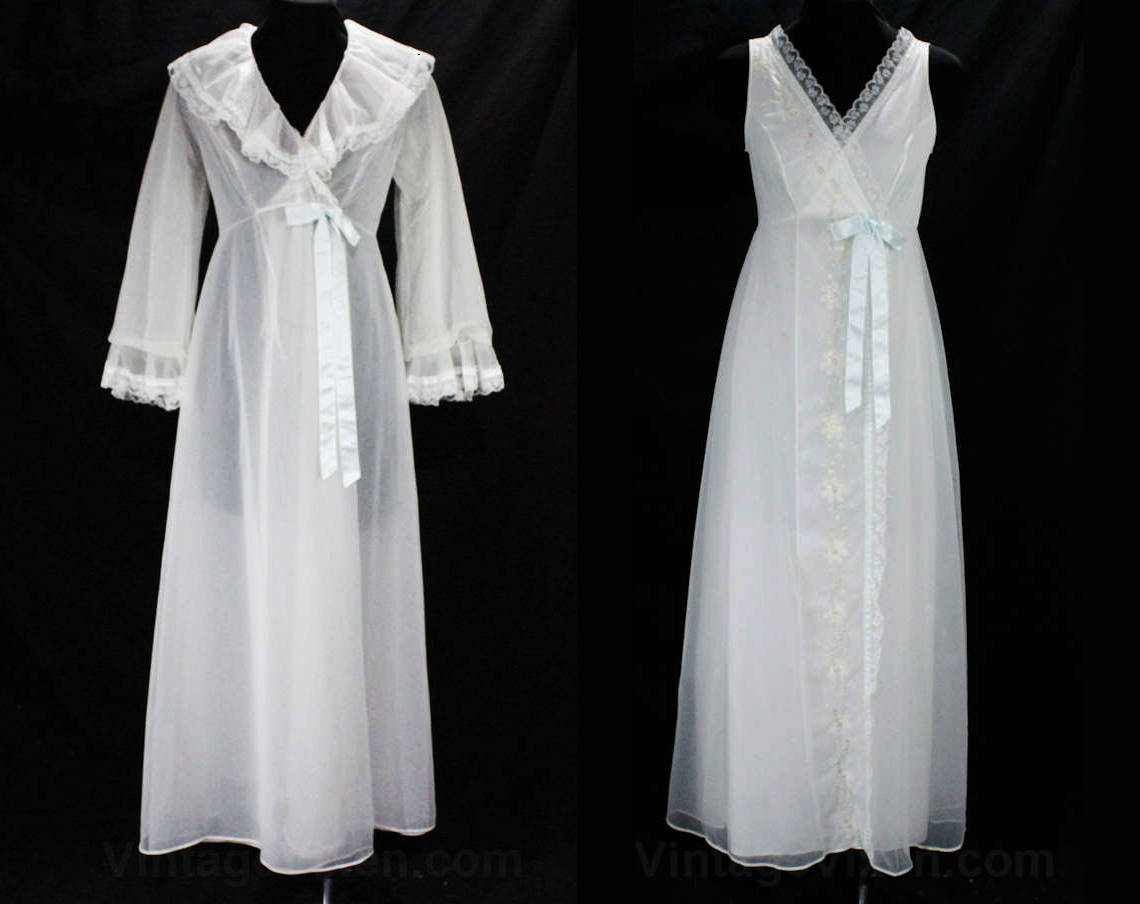 Size 8 Nightgown & Robe Set - Small Medium 1960s Peignoir Lingerie - B –  Vintage Vixen Clothing