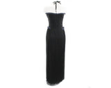 Large 1940s Black Strapless Slip with Sheer Navy Lace Bustline - Size 12 Halter Full Slip - Medium 40s Pin-Up Girl Burlesque - Bust to 40