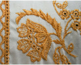 Size 10 60s Shirt - Early 1960s White Tailored Top with Goldenrod Yellow Embroidery - Secretary - 60s Lady Manhattan - Bust 41.5 - 31751