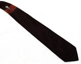 Men's 50s Skinny Tie - Mid Century Design Brocade - Copper Brown & Black 1950s Necktie with Modernist Crest - Mid 50's Downtown Office Wear