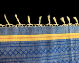Central American Tablecloth & Eight Matching Napkins - Casual Mexican Guatemalan 1950s 60s Dinner Linens - Blue Yellow Orange Green Cotton