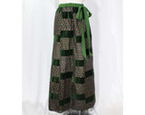 Size 6 Forest Green Dress Set - Autumn 1970s Tailored Shirt & Maxi Skirt - 2-Pc Folkloric Floral and Velveteen Dress - Mr Hank - Bust 34