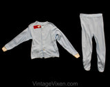 Soft Blue 4T Footie Pajama - Child Size 4 1960s Gender Neutral Sleep Set - Pastel Long Sleeve Footy Girls Boys PJs - NOS 60s 70s Deadstock