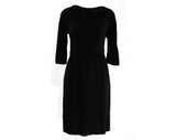 Size 6 Black 1950s Dress - Small 50s Fitted Crepe Classic - Braided Scoop Neckline & Bow Accent - Beautiful Elegant Mid Century - Waist 26.5