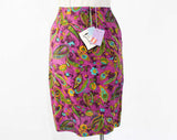 Size 000 Skirt - XXS 1960s Purple Paisley Summer Skirt - Linen Look Rayon - Preppy 60s Turquoise Blue - Olive Green - Mustard - Waist 21