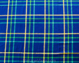 Blue Plaid Tablecloth - Heavy High Quality Blue Chartreuse Green Large Rectangle - Retro 1980s Summer Table Cloth - Large Lattice Stripe