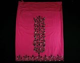 XL Sarong Style Fabric - Polynesian Chic - Fuchsia Pink Cotton with Halter Style Ties - Like A Sun Dress - Hand Sewn Appliques -
