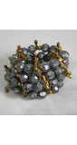 Steel & Gold Aquatic Style Coil Bracelet - Spring - Metallic Gray 1950s Rockabilly Resort Chic - Coral Look - Glamour Girl - 40241-1