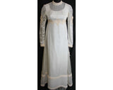 Size 8 Wedding Dress - Lattice Tucked 1960s Empire Bridal Gown with Romantic Juliet Sleeves - New With Tag - Bust 35.5 - Waist 27.5 - 31818