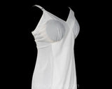 Size 8 White Full Slip - 1950s Deadstock Vintage Lingerie - 50s Pure White Nylon Tricot Dress Slip - Simple Classic - Adjustable - Bust 36.5