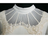 Size 4 Wedding Dress - Elegant & Ethereal Cream Georgette Bridal Gown with Trailing Hem - Attached Train - New With Tag - Bust 33 - 31826-1