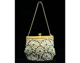 Glamour Girl 50s Purse - Bee Hive Shaped Beads - Metal Beadwork - Scallops - Hand Beaded - 1950s Formal Gold Handbag - Evening Glam - 42715
