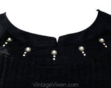 Plus Size 26 1950s Dress - Charming XXXL Gray Early 50s Classic Fit & Flare Frock - Starburst Metal Rhinestones - NWT Deadstock - Waist 47