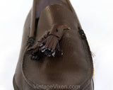 Men's Size 5 1/2 Shoes - 1950s Brown Leather Mens Loafers with Classic Tassels - Preppy 50s 60s - 5.5 - NOS Original Box 50s Deadstock
