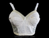 36C White Bra - Exquisite Form Fully Summer Cotton Long-Line Bustier - 3/4 Length Short Waist - NIB Deadstock - 1950s Housewife Look 36 C