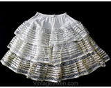 Girl's Size 10 Crinoline Slip - 1950s Girls Fancy White Petticoat - Child Size 50s Nylon Lace & Satin - Full Skirt Ruffles - NOS Deadstock