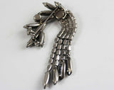 Rhinestone Brooch - Art Deco Style Pin - Gunmetal Gray Mercury Silver Stones with Dangling Fringe - 1970s 1980s - Converts to Pendant