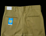 Men's Medium 60s Pants - Mod Late 1960s Khaki Brown Tailored Pant - Boot Cut Flare Leg Trouser - Savoy Deadstock - Waist 32 - Inseam 36
