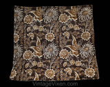 FINAL SALE Indonesian Cotton Textile - Butterfly Novelty Print Batik - Asian 1980s Square Dresser Accent - Brown Tiki Floral 80s Trapunto