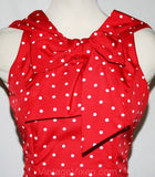 Size 6 Cocktail - 1950s Inspired Red Polka Dot Party Dress - Small - 1980s Mint Condition Deadstock - Sleeveless - NWT - Bust 36 - 33596-1