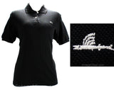 Small Black Polo Shirt by Catalina - 1950s Cotton Pique Knit Casual Top - Flying Fish Logo - Short Sleeve Summer Beach Surfer - Bust 41