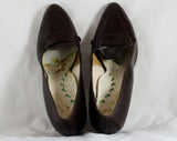 Size 8.5 Shoes - Unworn 1960s Cognac Brown Leather Pumps - 8 1/2 AA Narrow - 60s Chic Secretary Style - Point Toe - NOS 60s Deadstock