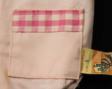 Size 4T Girl's 1950s Pink Romper - Terrific 50s Rosie The Riveter Child's Coverall with Gingham Trim - NWT Deadstock Work Wear - Chest 23