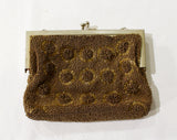 1930s Evening Bag - Four Pointed Stars - Gold Copper & Black Sequins - Formal Purse - Beading - Sequined 30s Handbag - Made in France 45584