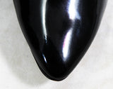 Size 10 1950s Black Stilettos - Authentic 50s Glossy Faux Patent Leather Shoes - Sexy 3 Inch High Heels - Unworn 50's Deadstock - 10B
