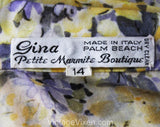 Size 12 Floral Gauze Dress - Made In Italy - Purple & Yellow Flowers Long Sleeve - Medium Large Print Cotton Summer Dress - Bust 40 - 50795