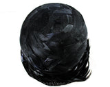 Chic Black 1960s Hat - Mod Drama Cloche Style 60s Millinery with Bowl Shaped Brim - Beautiful Fall Winter Bucket Hat - Felt & Velvet Ribbon