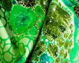 60s Green Cotton Fabric - 2 Yards x 55 Inches - 1960s High Quality Hippie Yardage Titled Ecology Let It Be - Abstract Primordial Botanical