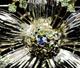 Bold Silver Flower Brooch - 1960s Five Petal Floral Pin - Aurora Borealis Rhinestones - Silvertone Metal - 60s Mid Century Classic - 50618