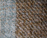 Beige & Blue Mohair Shawl - Hand Woven Woolly Boucle Yarn Wrap - Large Rectangular Shape - Couch Blanket Throw - Fuzzy Lofty Yarn Fringe