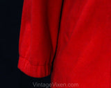 Large 1960s Red Coat with Hood - Size 12 to 14 Winter Wool Hooded Overcoat - Red Buttons & Waist Pockets - Contrast Cream Lining - Bust 40.5