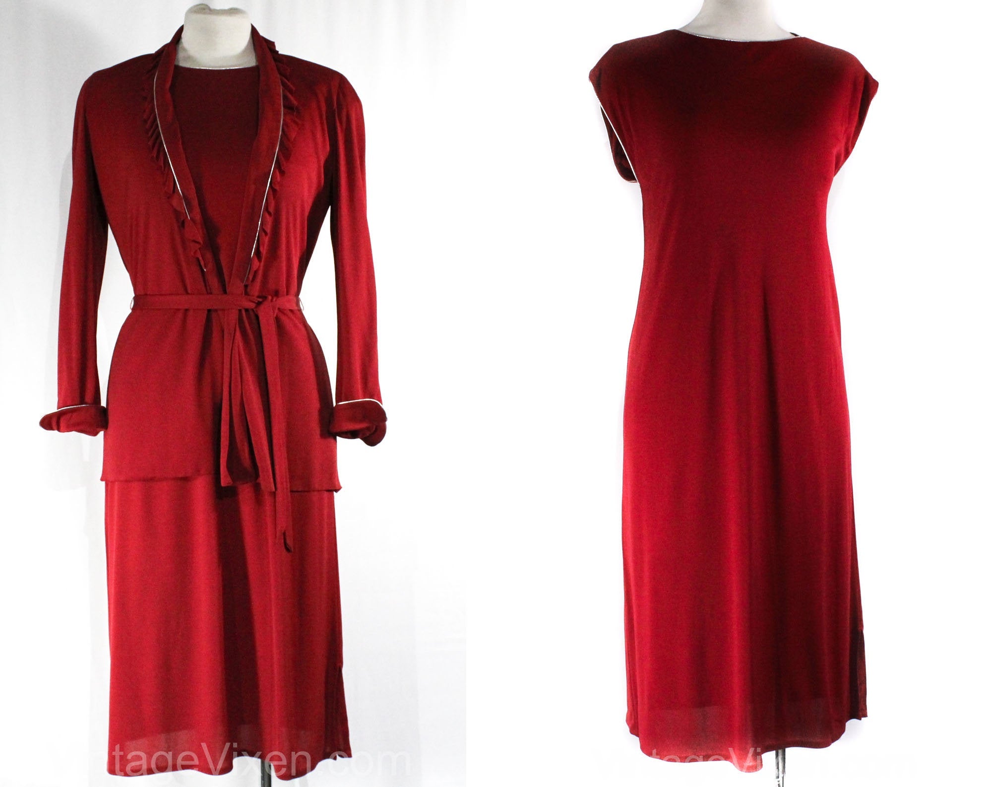 Size 10 Paris Label 1970s Red Cocktail Dress Set - Disco Luxury 70s Bu Vintage Vixen Clothing Size 10 Paris Label 1970s Red Cocktail Dress Set - Disco Luxury 70s Bu Vintage Vixen Clothing