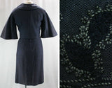 Size 10 Special Blue Dress & Jacket - Especially Chic 1950s Summer Suit - Denim Blue Chambray - 50s Spring Dress Set - Yarn Flower Stitchery