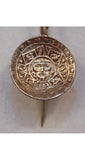 40s Aztec Sterling Silver Spoon Lapel Pin with Jade Detail - 1940s Artisan Brooch - Mexican Stick Pin - Mexico - Central America - 36473