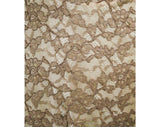 Size 10 Cocktail Dress - 50s Mocha Lace Hourglass Dress with Pearls & Beadwork Neckline - Medium 1950s Brown Lace On Taffeta - Waist 28