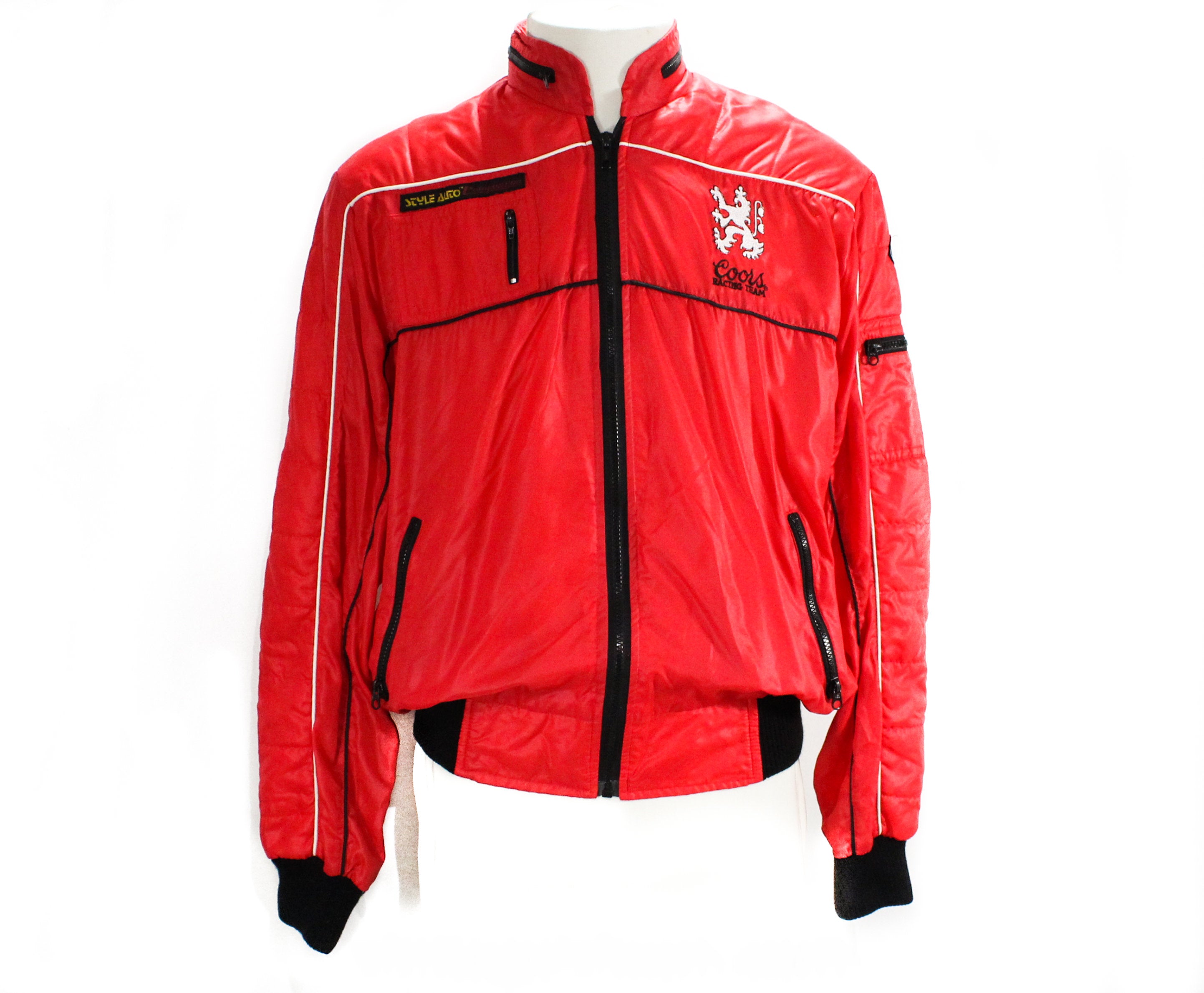 Men's Medium Racing Jacket - Race Car Red 1970s 80s Windbreaker with C –  Vintage Vixen Clothing