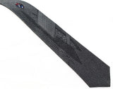 Art Deco Style Tie - Silver Gray Brocade Men's Necktie - Retro Hepcat Hipster Design from the 1980s - Blue Red Beige Metallic - City Streets
